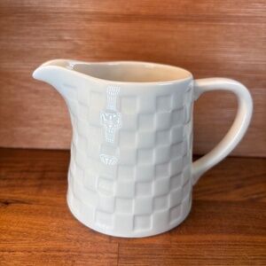10 Strawberry Street White Creamer Sauce Server Basket Weave Porcelain 3.5”
